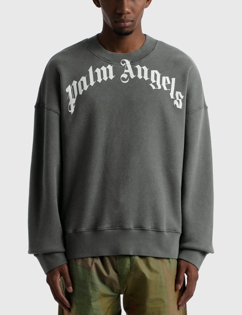 完売必至♪Palm Angels♪Vintage Curved Logo スウェットシャツ Palm Angels CURVED LOGO SWEATSHIRT | REVERSIBLE