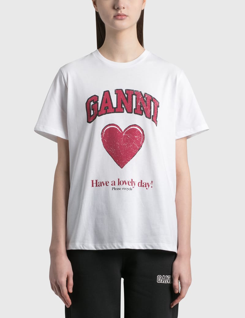 トップス Ganni Basic Jersey Heart Relaxed T-shirt Ganni T-Shirt Basic Jersey Heart Relaxed | WAKAKUU
