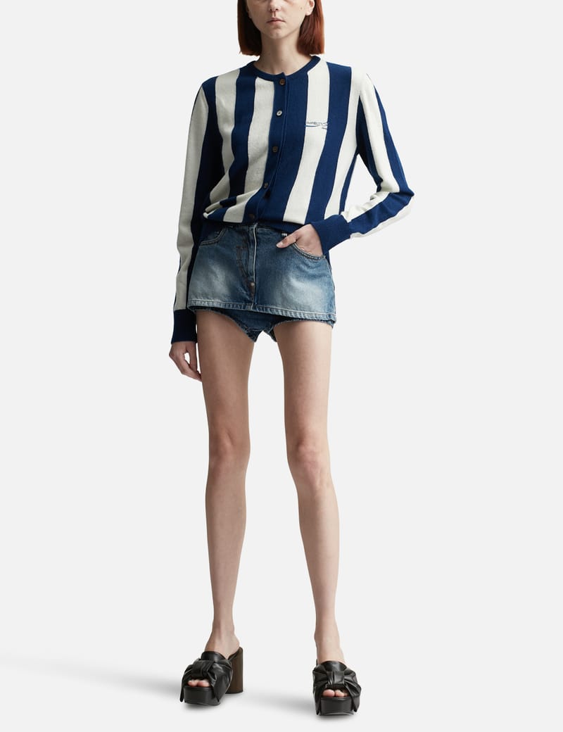 pushBUTTON - STRIPE BASIC LOGO CARDIGAN | HBX - Globally