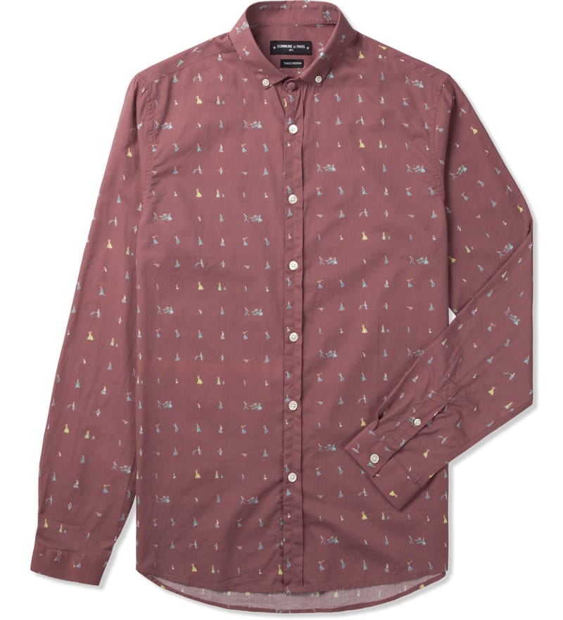 Commune De Paris - Burgundy Exode Pattern Menand Shirt | HBX