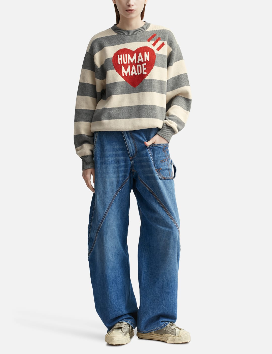Human Made - STRIPED HEART KNIT SWEATER | HBX - Globally Curated 