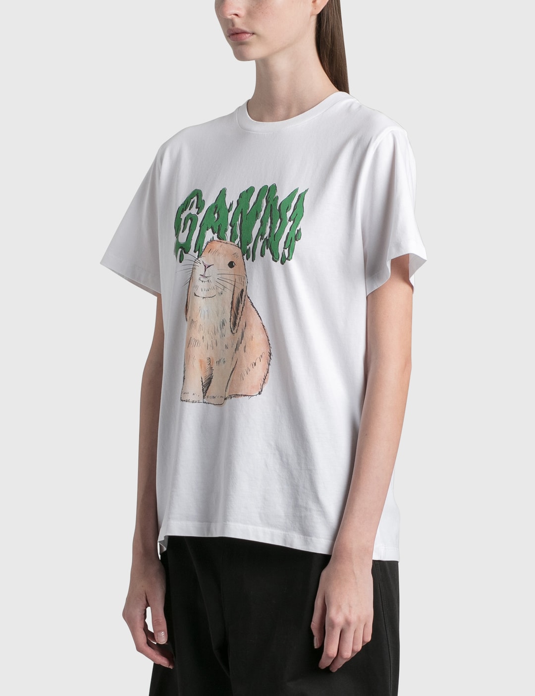 Ganni - Bunny Basic Cotton Jersey T-Shirt | HBX - Globally Curated ...