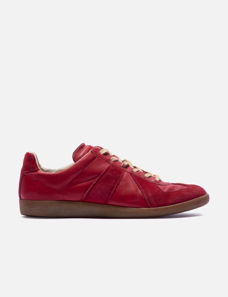【リィページ】Maison Margiela REPLICA Replica leather and suede sneakers in white - Maison