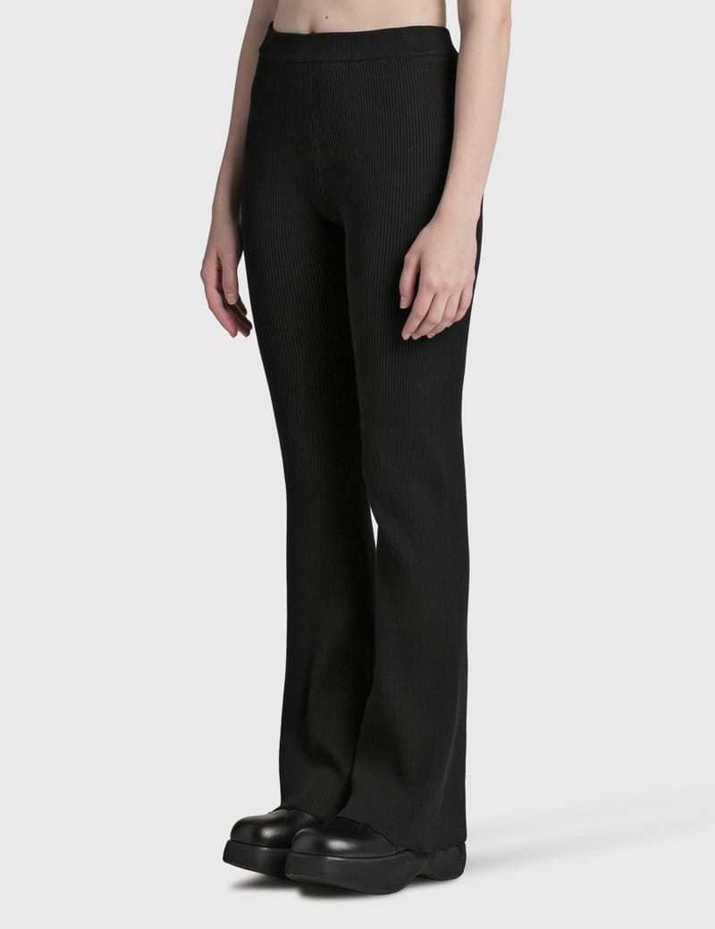 Perverze Cotton Rib Line Trousers In Black | ModeSens