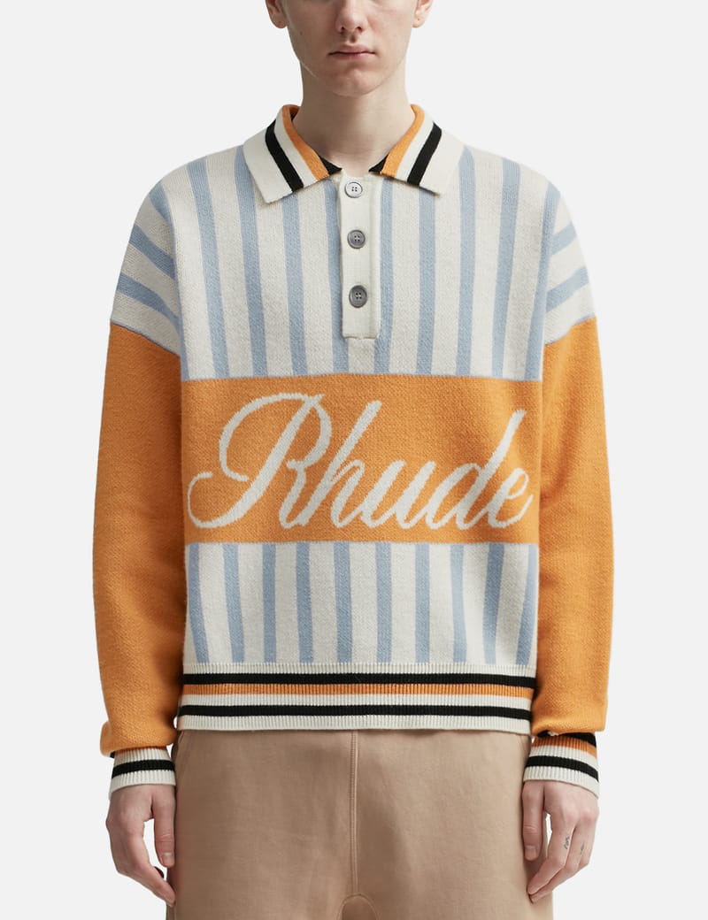 Rhude - AMBER KNIT RUGBY | HBX - Globally Curated Fashion and