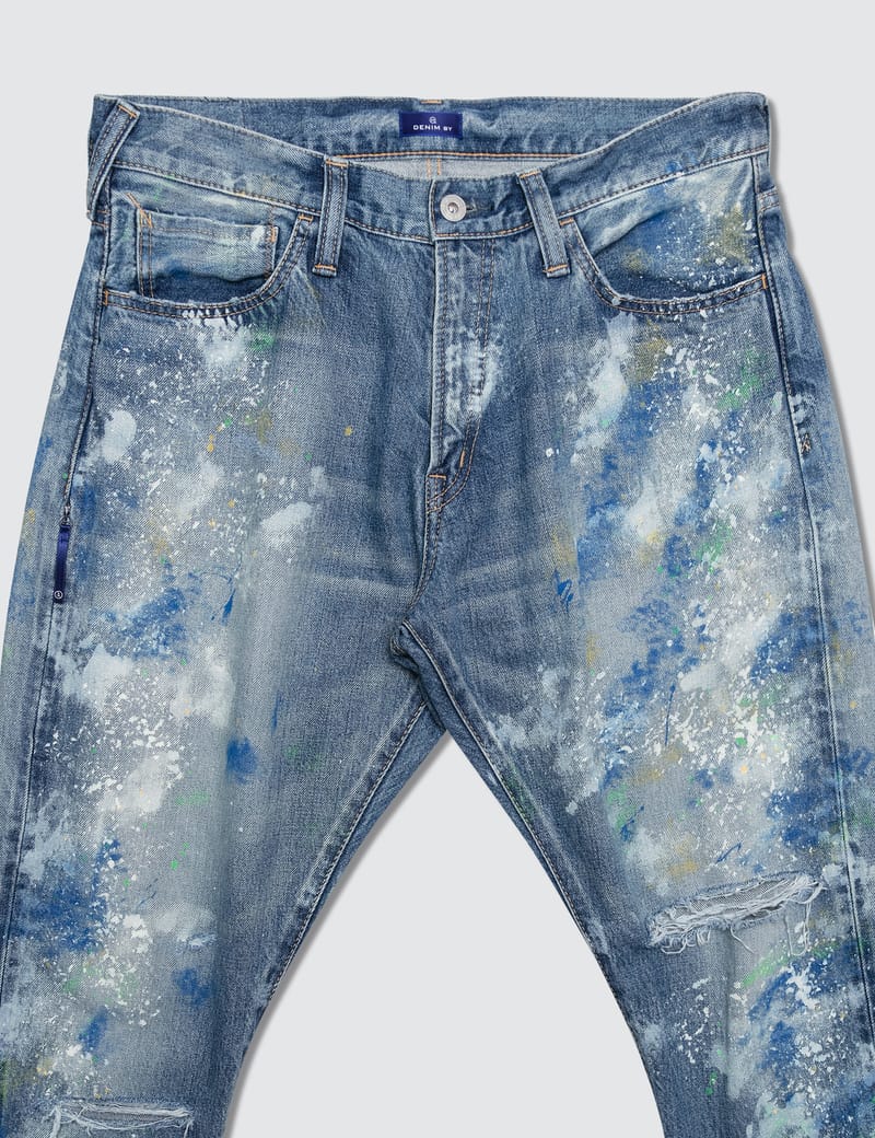 Denim By Vanquish Fragment Paint Tapered Denim Jeans Denim By Vanquish Fragment Paint Tapered Denim Jeans