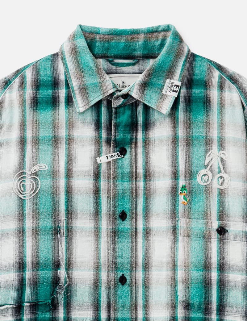 Maison Mihara Yasuhiro Vintage Like Check Shirt - Distressed green