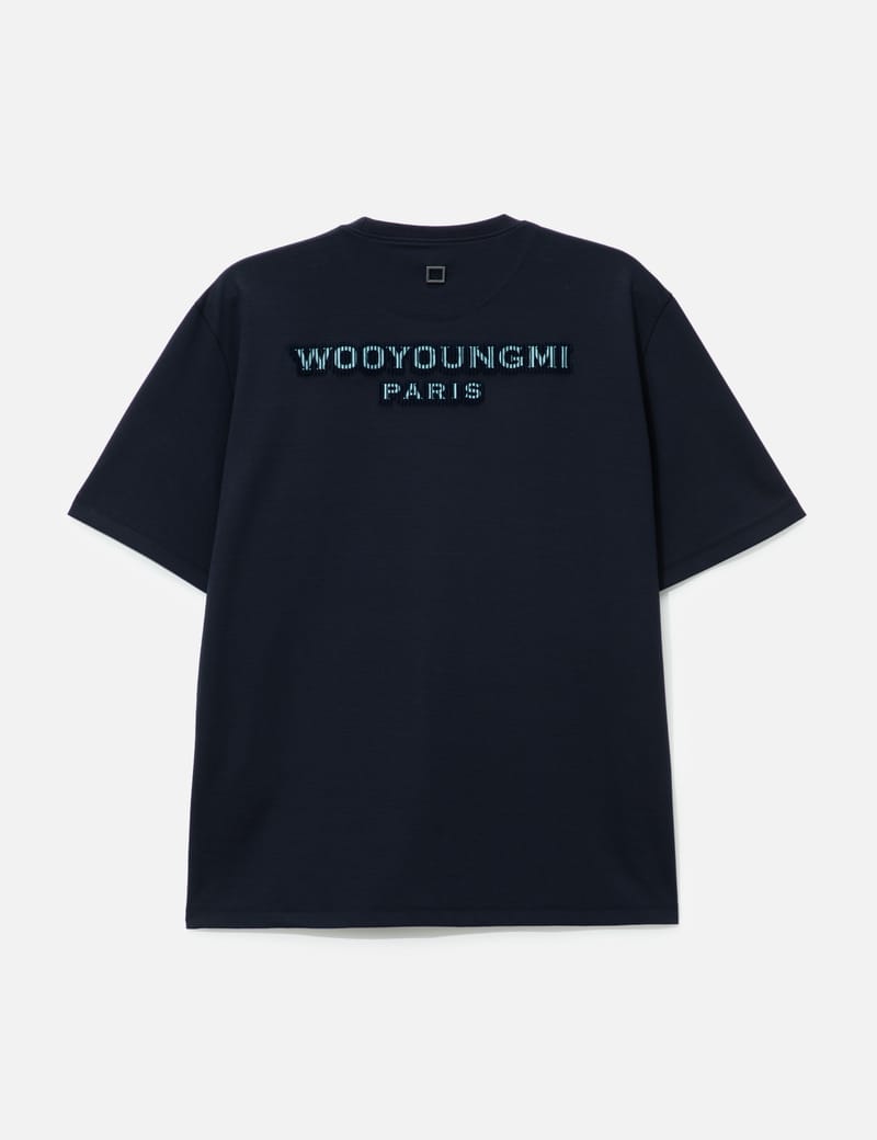 Wooyoungmi Tuft Embroidered Back Logo T-Shirt - Navy cotton