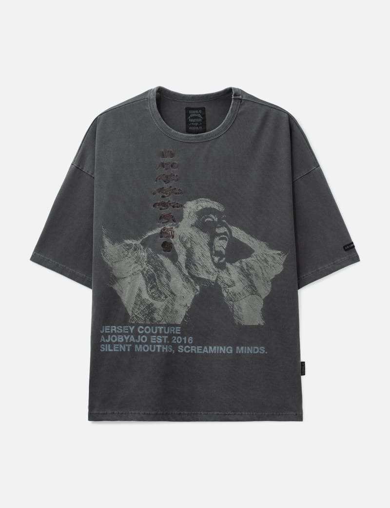 AJOBYAJO Soundless Wailing Wide T-Shirt - Oversized pigment-washed