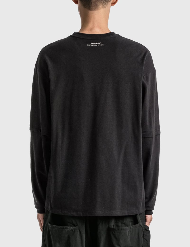 話題の人気 GOOPiMADE 長袖ロングTシャツ シャドウブラック 
