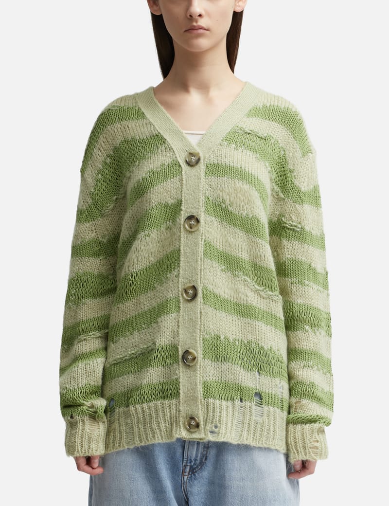 Acne Studios - Distressed Stripe Cardigan | HBX - Globally Curated