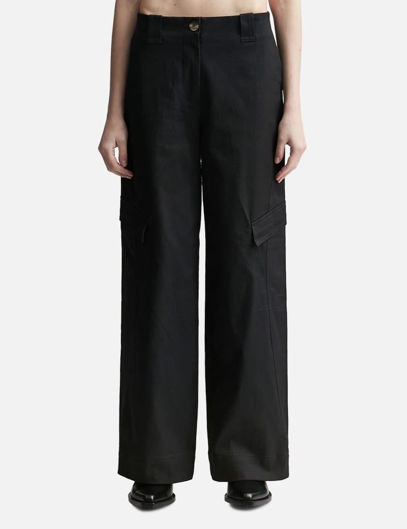 パンツ GANNI Herringbone canvas mid waist pants Ganni Herringbone Canvas Mid Waist Pants Brown | BSTN Store