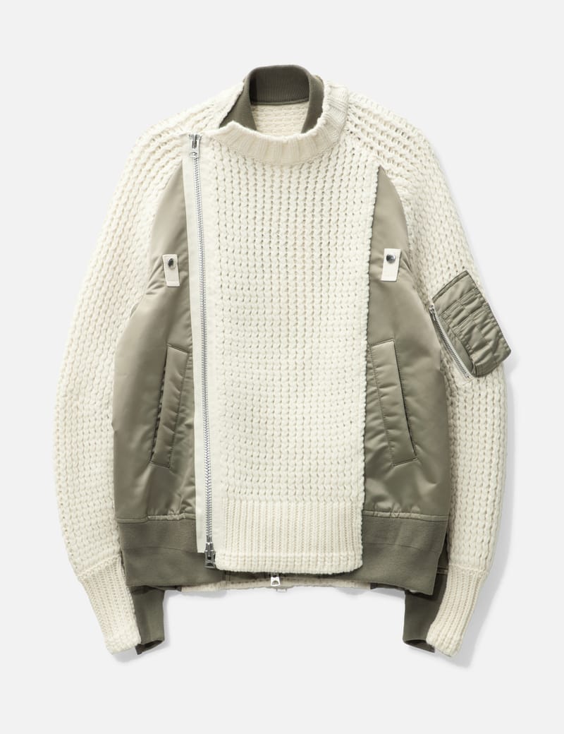 Sacai - Nylon Twill Mix Knit Blouson | HBX - Globally Curated