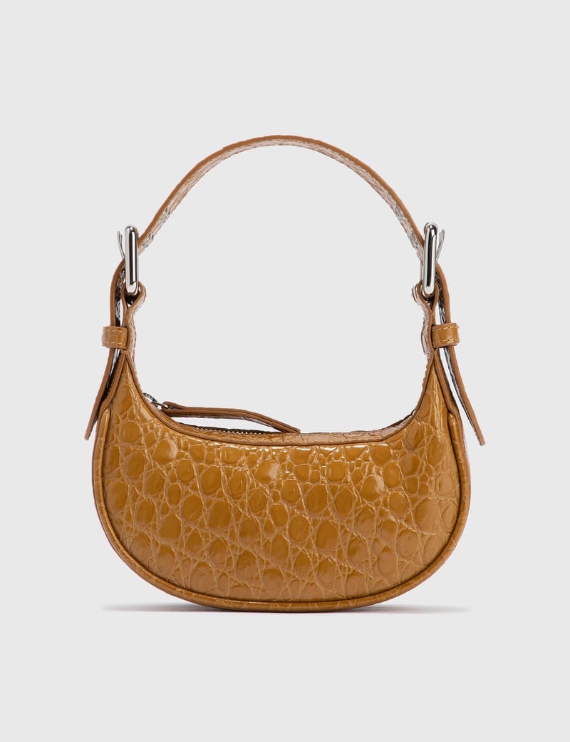 BY FAR - Mini Soho Caramel Croco Embossed Leather Bag | HBX