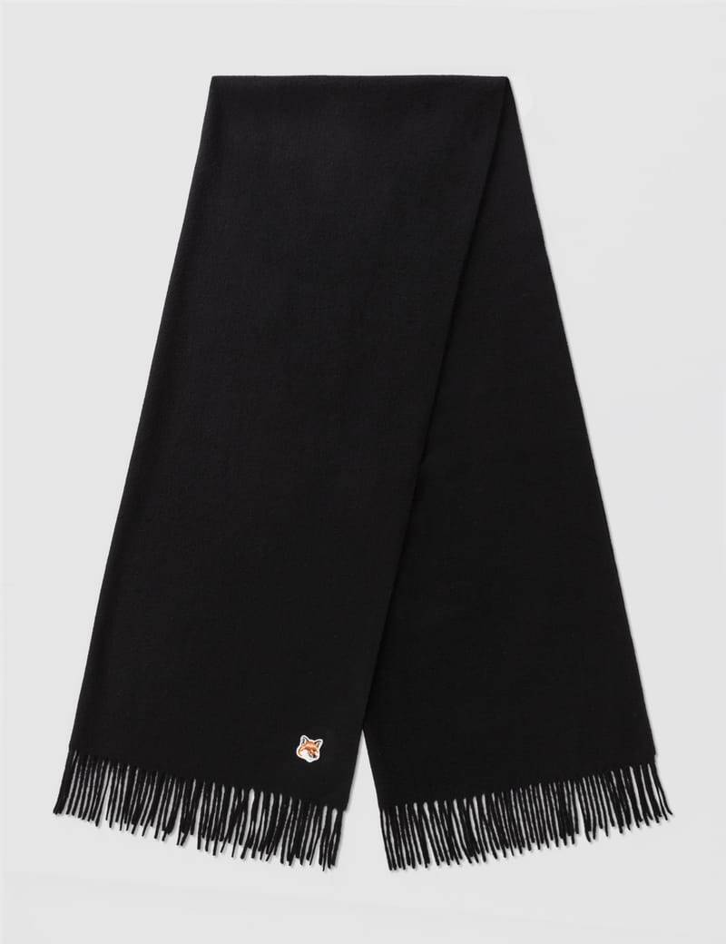 Maison Kitsuné - Fox Head Patch Wool Scarf | HBX