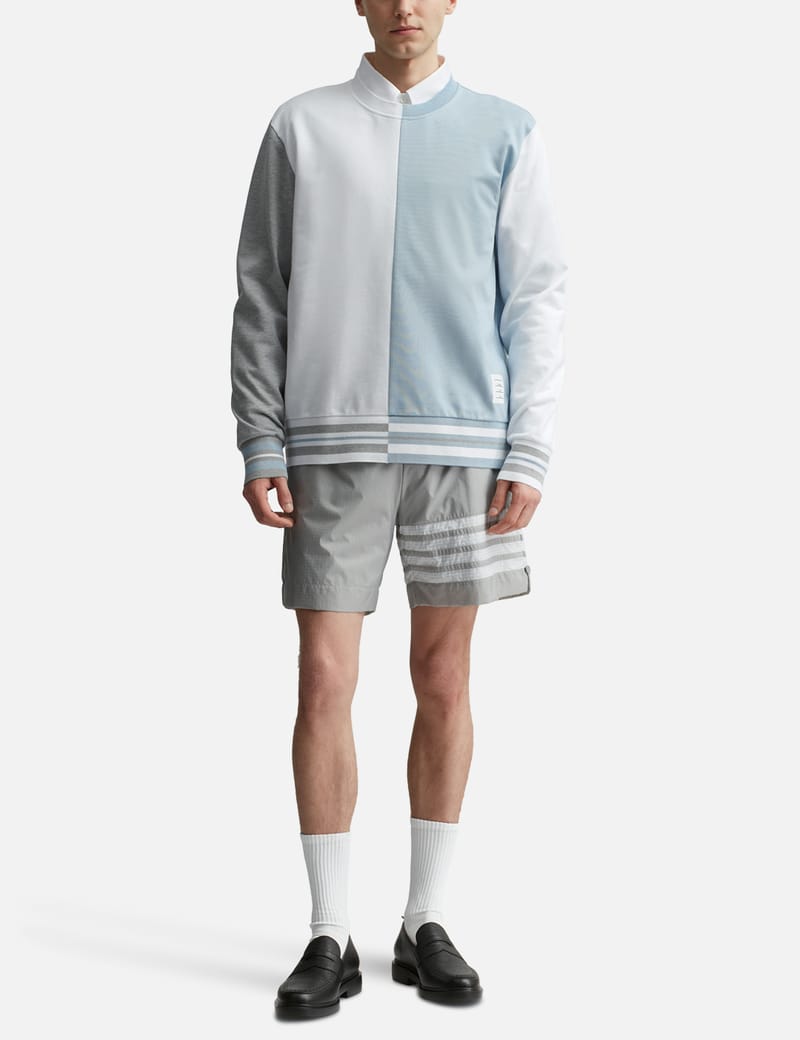 THOM BROWNE クリーム クロップドスウェット engineered-4-bar-sweatshirt-