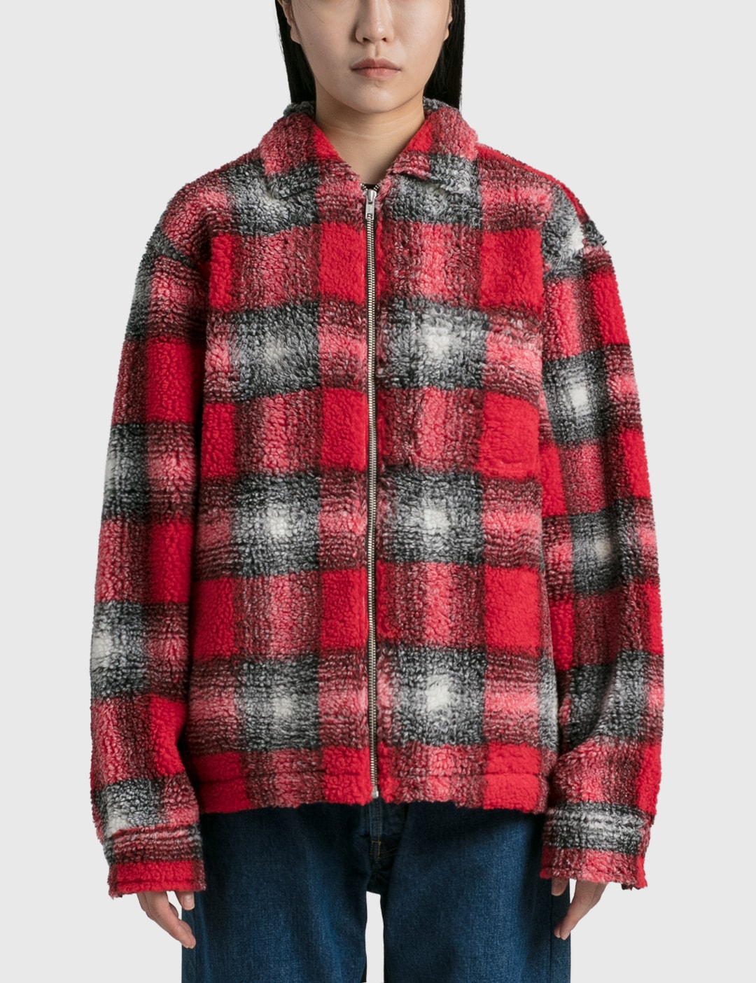 Stüssy - SHADOW PLAID SHERPA ZIP SHIRT | HBX