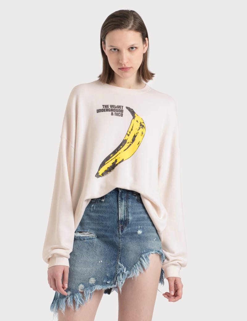 R13 Velvet Underground Banana Oversized Crewneck Sweatshirt