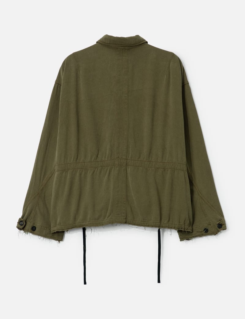 ANCELLM Silk Suede Field Jacket - Khaki noil-silk field jacket