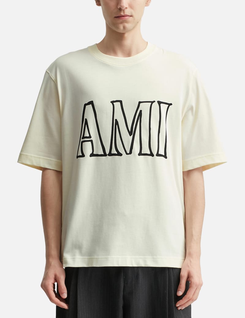 Ami Ami Paris Print T-Shirt - Boxy unisex tee in heavy cotton | HBX