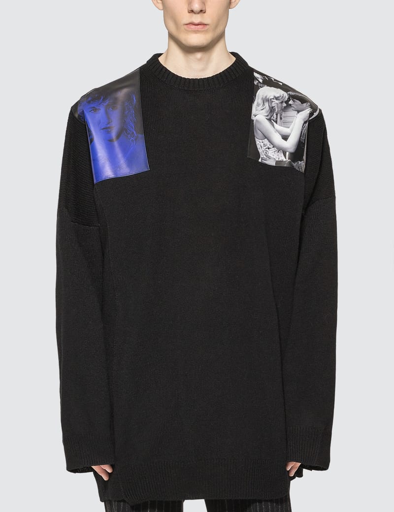 Raf Simons - Printed Shoulder Patches Oversized Sweater | HBX