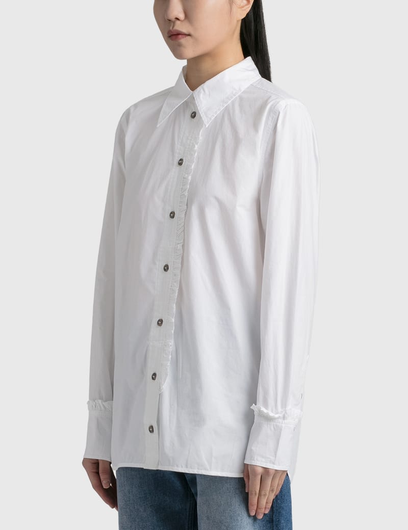 Ganni - COTTON POPLIN RUFFLE SHIRT | HBX - Globally Curated