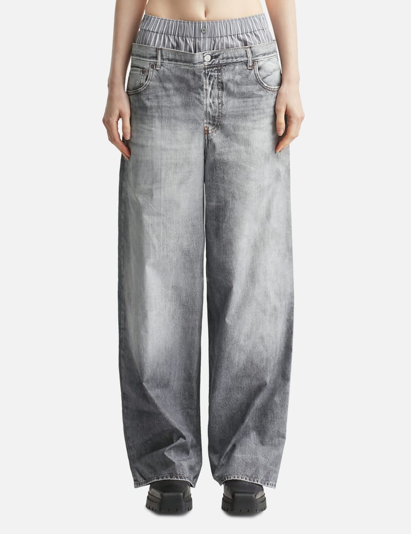 Loewe High-Waist Pleated Wrap Jeans | Neiman Marcus