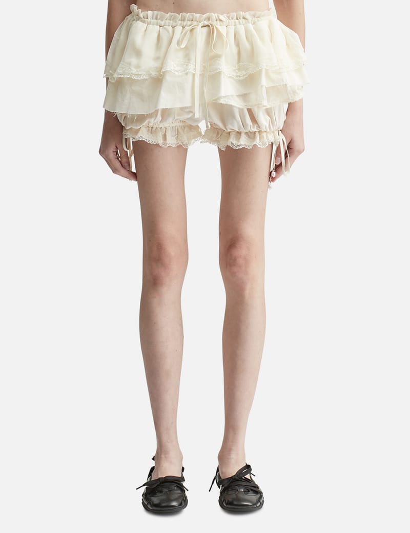 【GLOWNY】SCALLOPED LACE MINI SKORT グロウ二ー Glowny Scalloped Lace Mini Skort - スカラップレースの三層ミニ