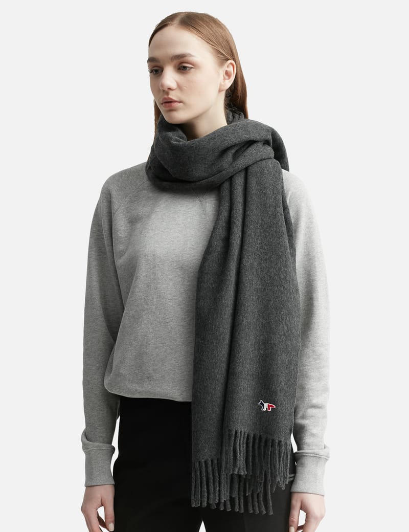 Maison Kitsuné - Tricolor Fox Wool Scarf | HBX - Globally Curated