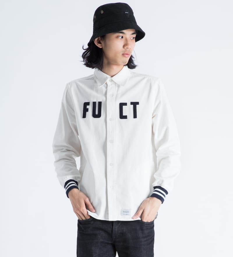 FUCT SSDD - White Varsity L/S Shirt | HBX - Globally Curated