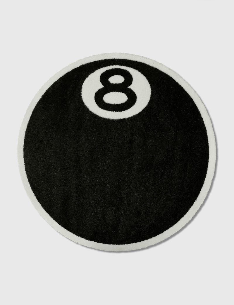○80 stussy 8ボール ラグ カーペット エイトボール ブラック マット