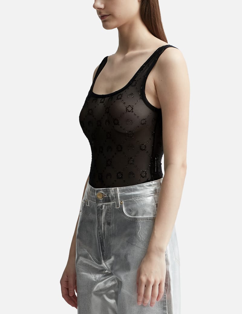 Marine Serre - MOONOGRAM MESH FLOCK GLITTER BODYSUIT | HBX