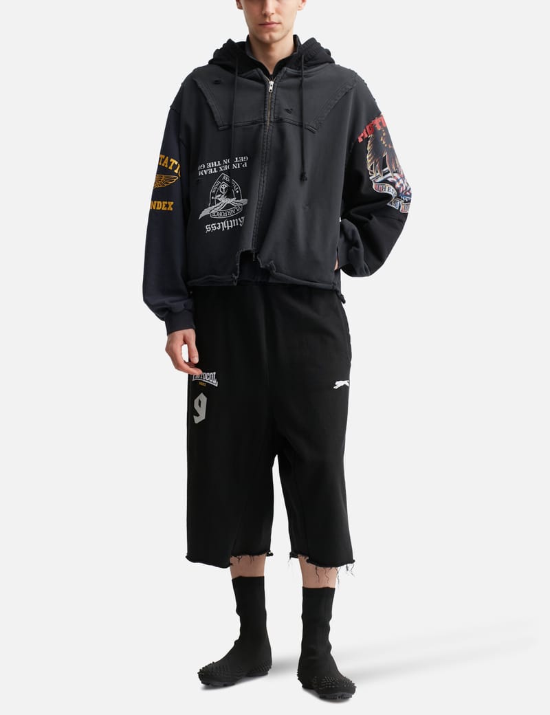 Protocol-Index Upside Down Zip Hoodie - 逆さまデザインの半オーバー