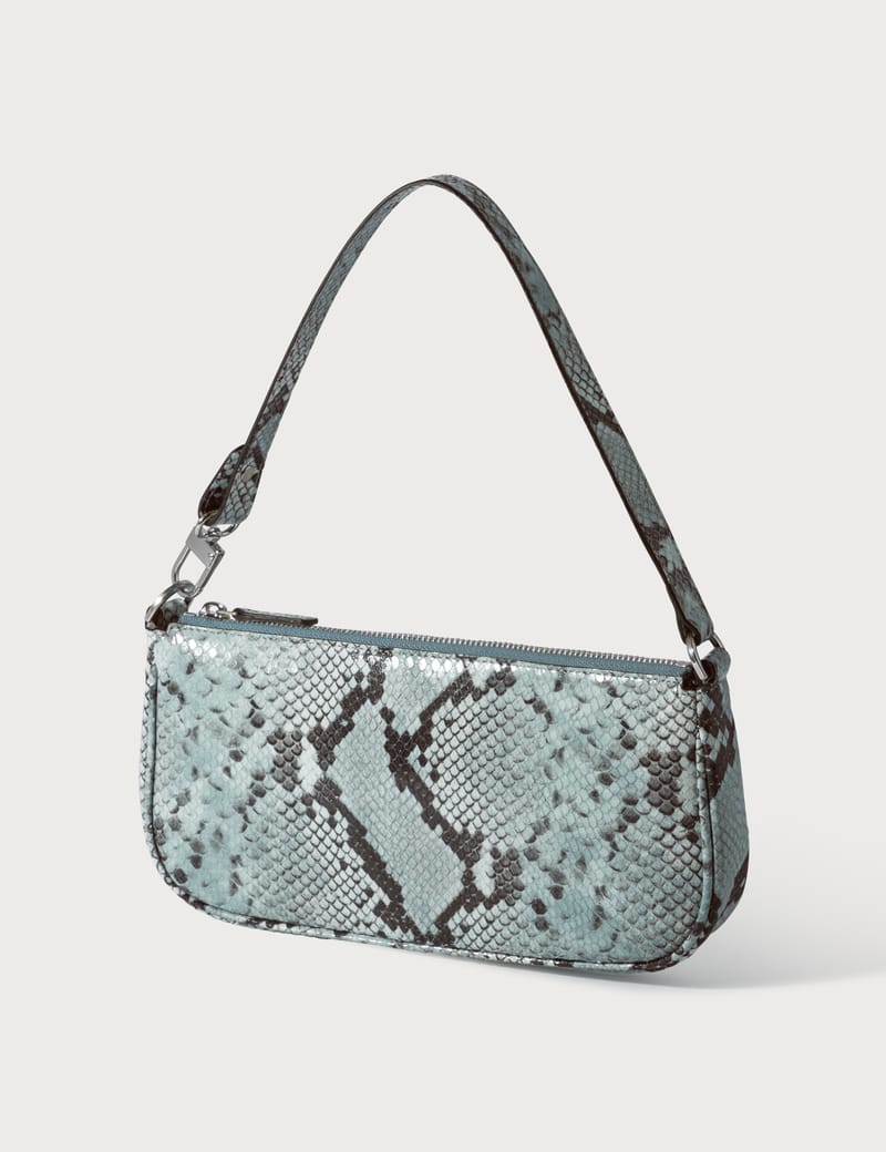 BY FAR Rachel Blue Snake Print Leather Bag HBX Globally