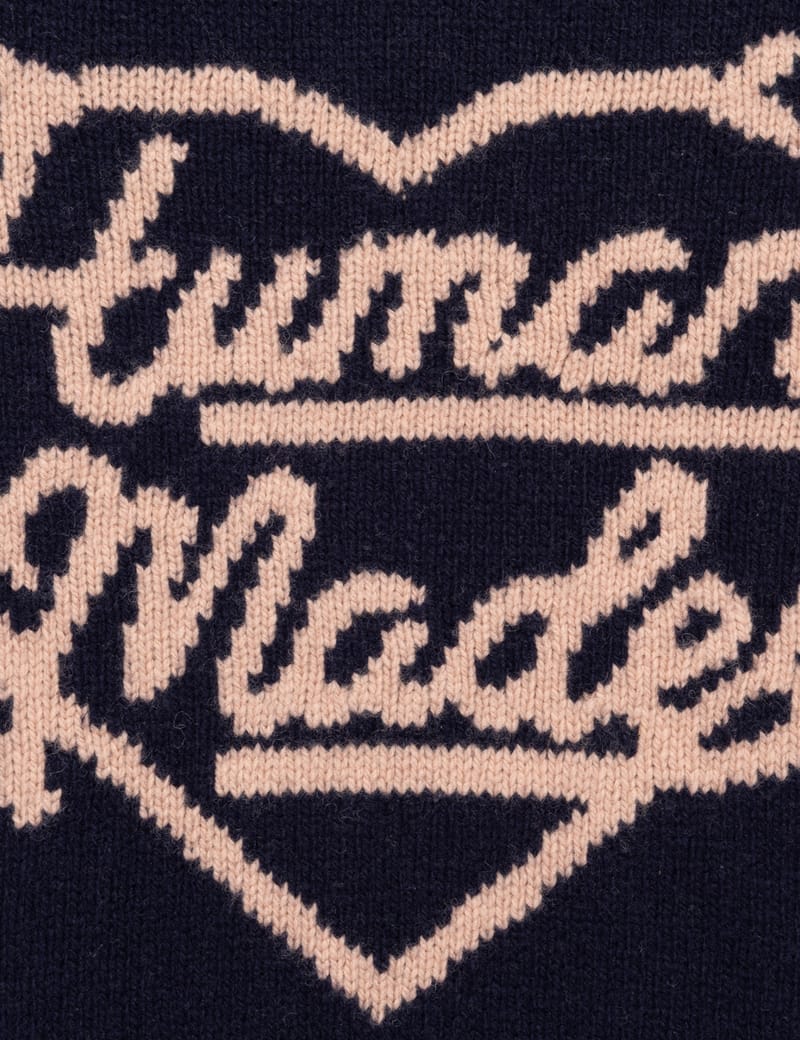 Human Made Heart Knit Sweater - Navy wool crewneck with heart logo