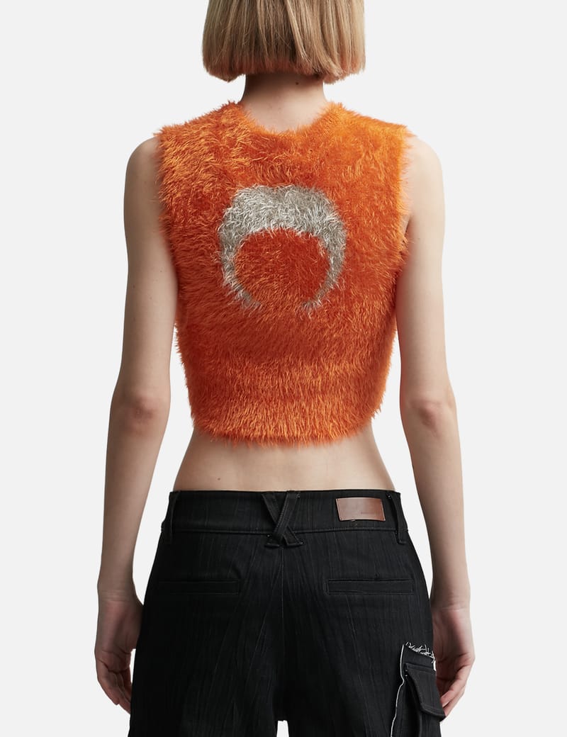 トップス marine serre PUFFY KNIT CROPPED PULLOVER Marine Serre (マリーン・セル) SS23 PUFFY KNIT CROPPED