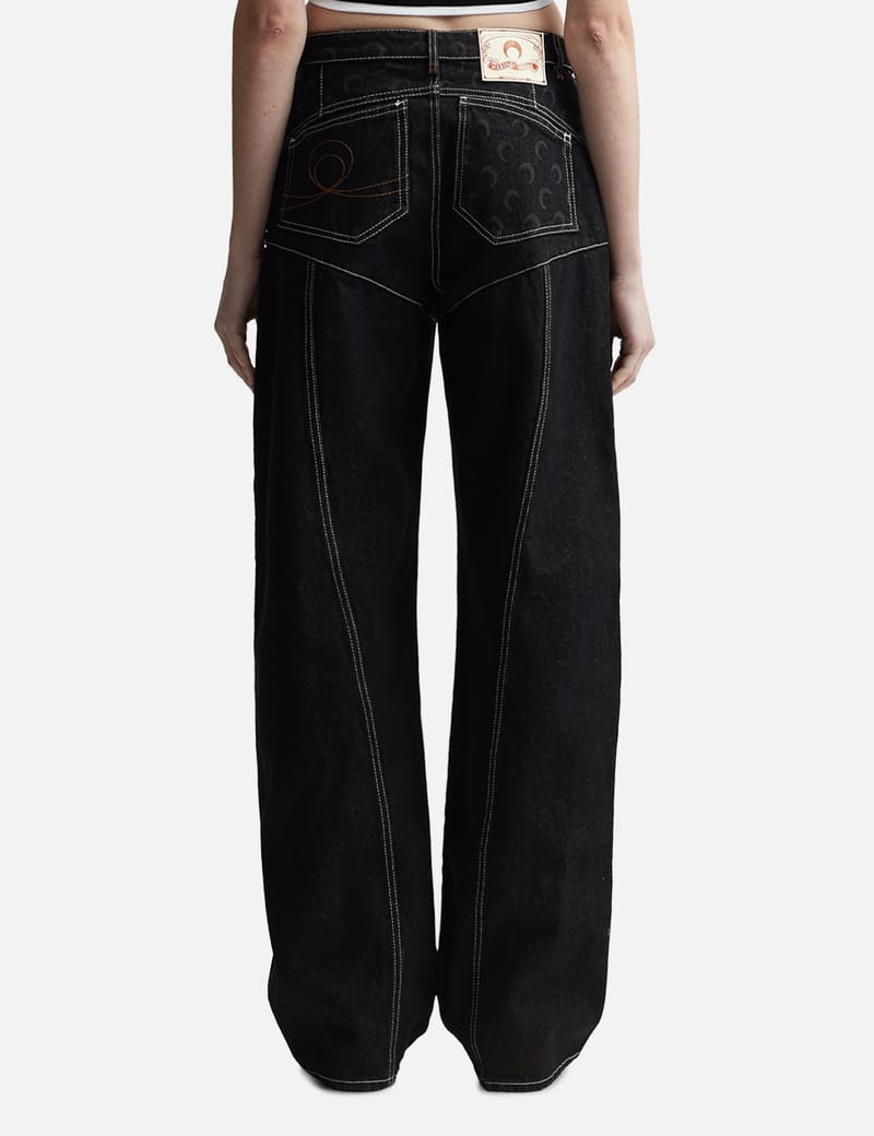 Marine Serre - Moon Laser Denim Flare Jeans | HBX - Globally