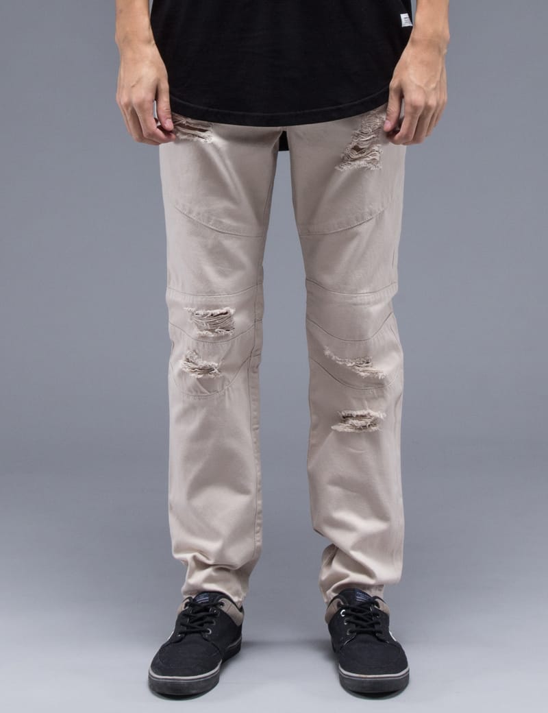 Stampd - Cream Distressed Panel Denim | HBX - Globally Curated