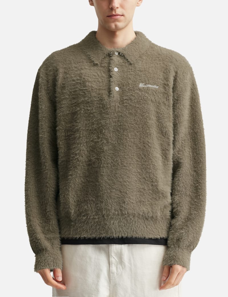 thisisneverthat® SCT-Logo Shaggy Knit Polo - soft nylon knit polo