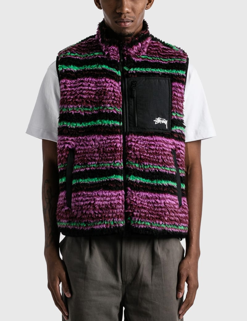 Stüssy - Striped Sherpa Vest | HBX - Globally Curated Fashion and