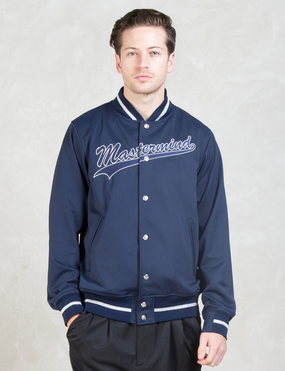 Mastermind Japan - Front Logo Varsity Jacket | HBX - Globally Curated ...