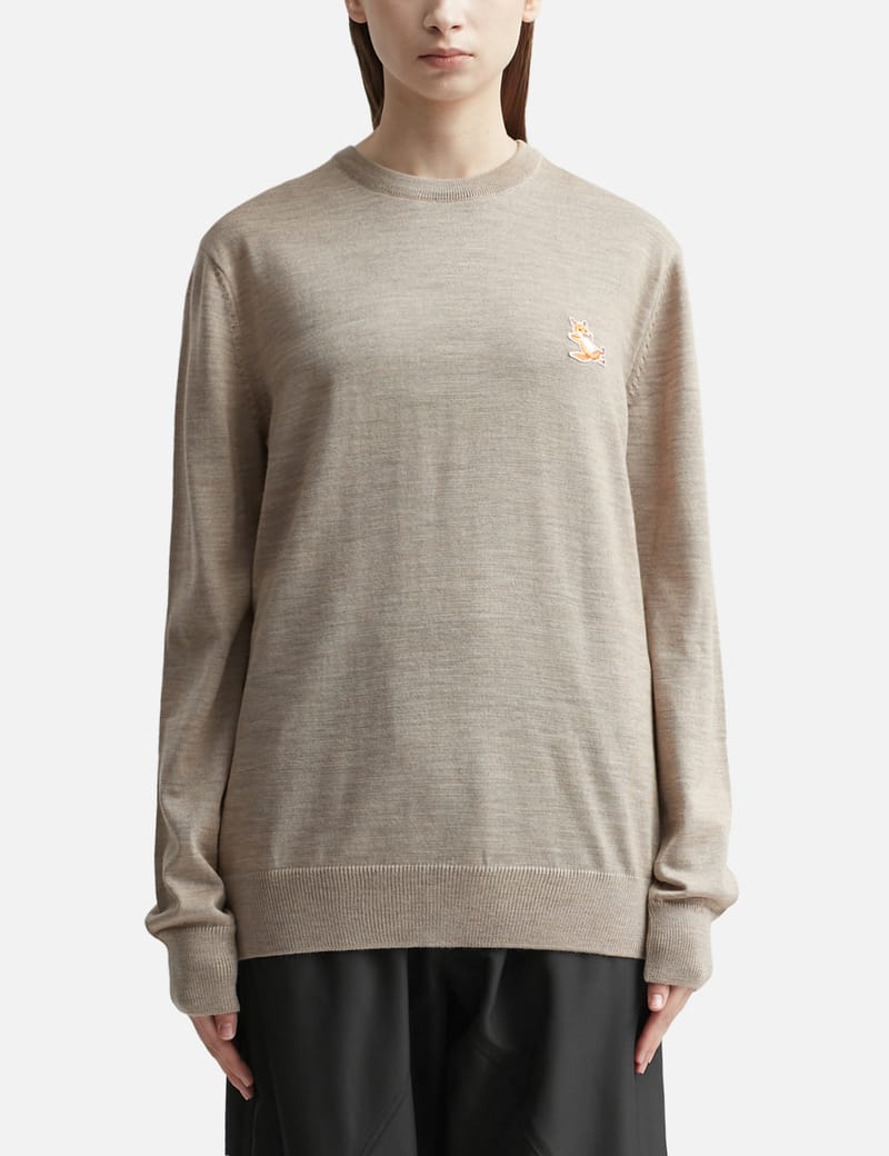 Maison Kitsuné - Chillax Fox Patch Classic R-neck Jumper | HBX