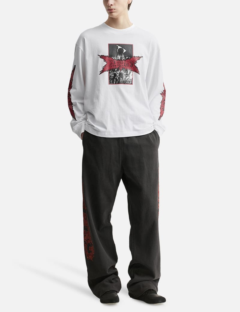 Babylon Long Sleeve Black Metal T-Shirt - White cotton tee with