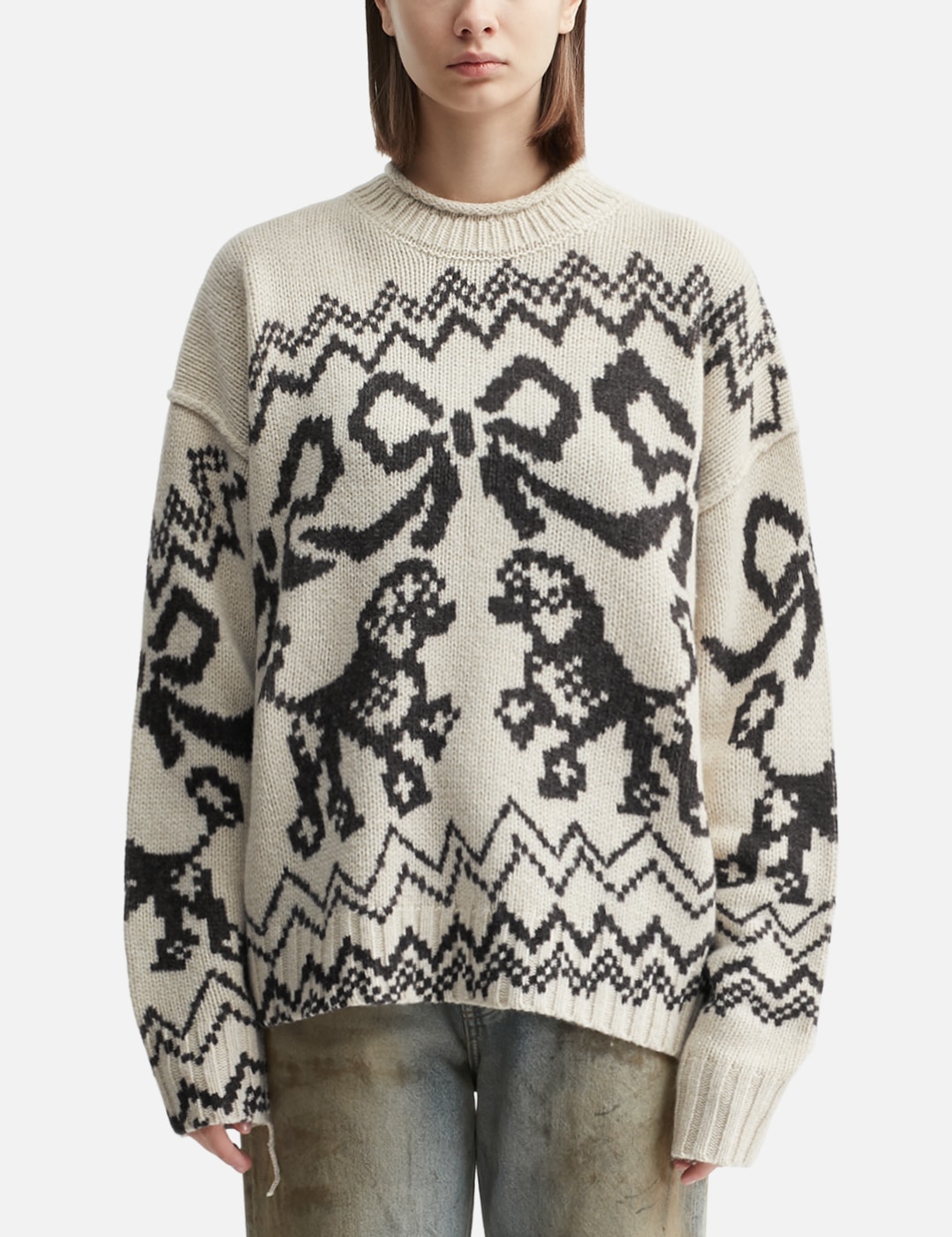 JACQUELINE WOOL KNIT SWEATER - ANTHRACITE