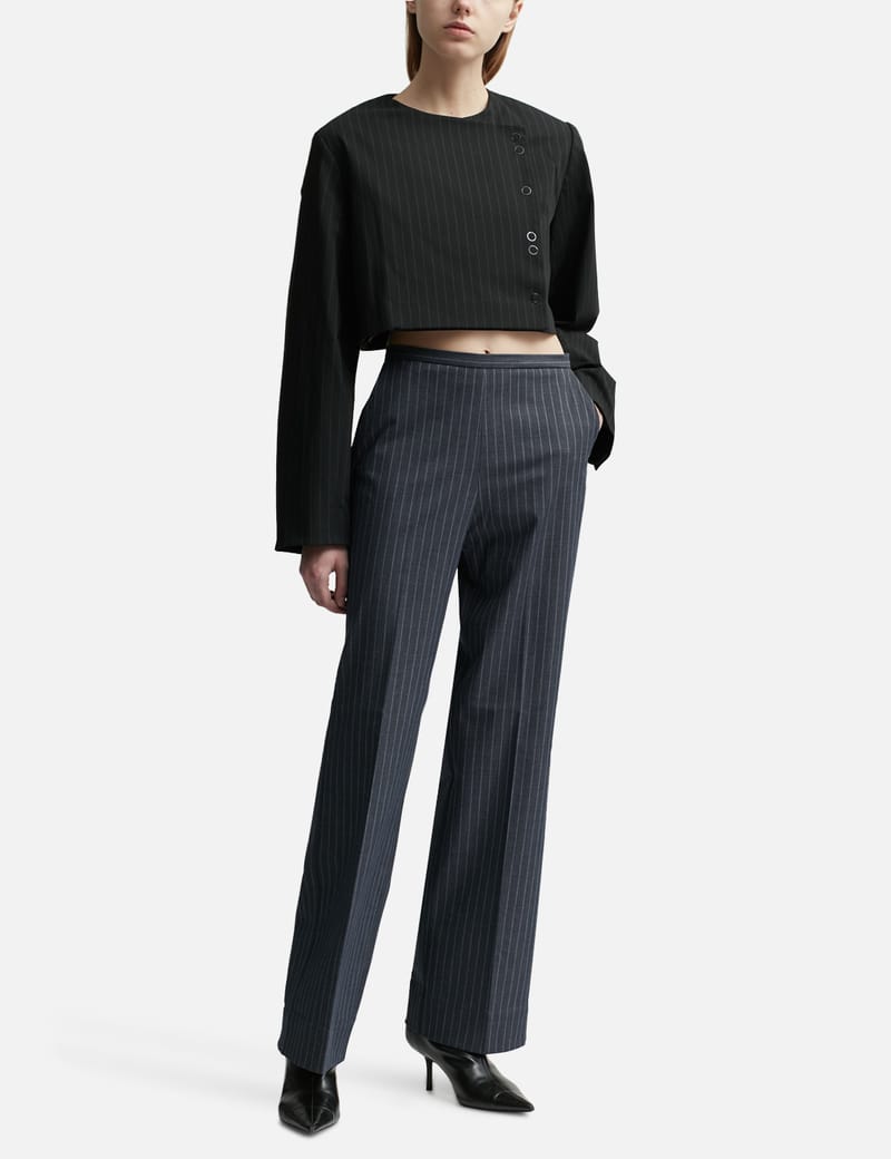Ganni - Stretch Striped Mid Waist Trousers | HBX - Globally