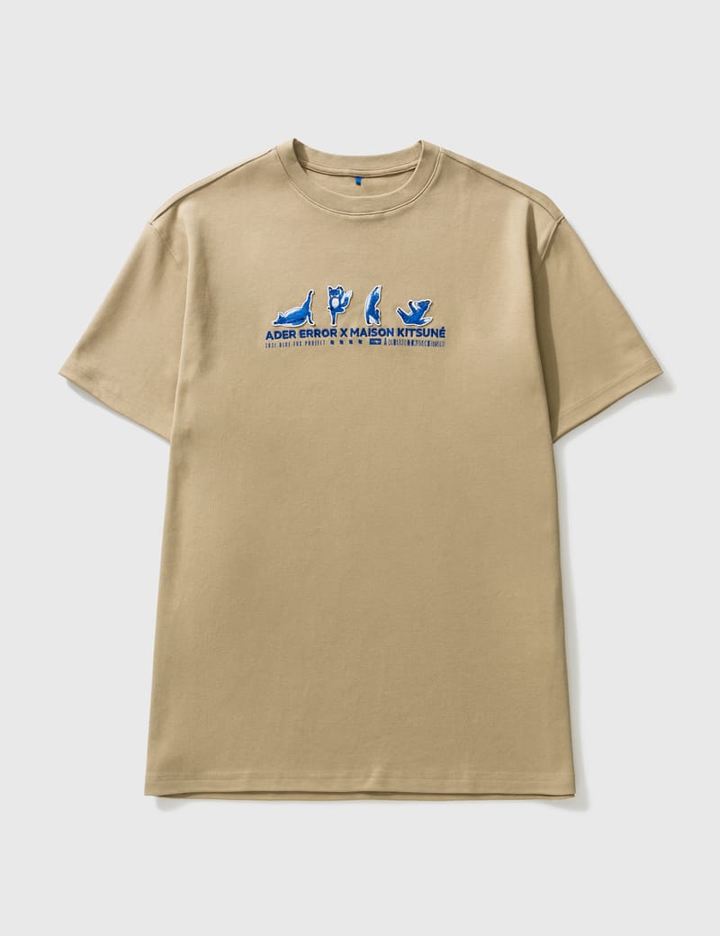 MAISONKITSUNEADER ERROR MAISON KITSUNÉ ロゴ　Tシャツ　2 ブルー