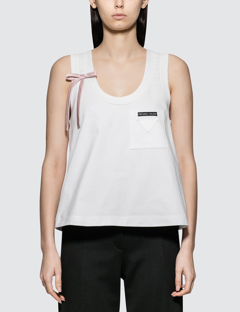 Prada - Jersey Tank Top With Bow | HBX