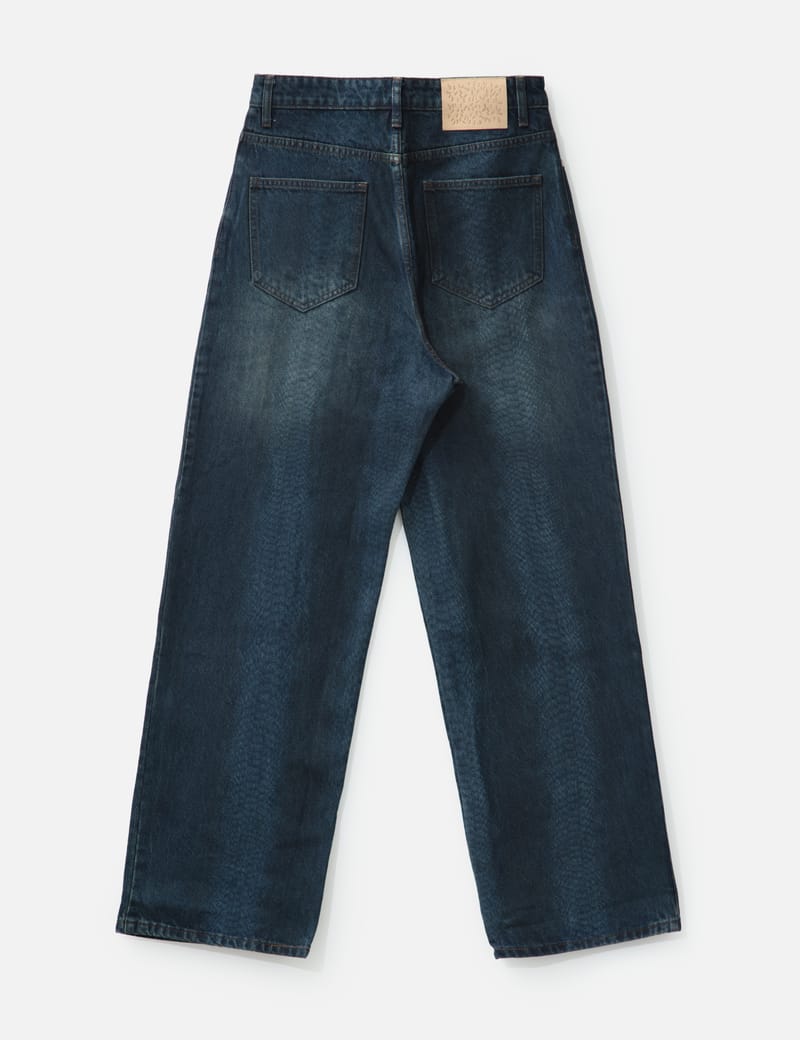 Basketcase Lax Baggy Denim Snakeskin - Dark-blue baggy jeans with