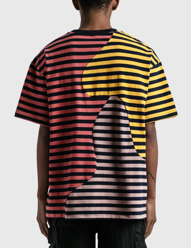 Organic Paneled Stripe Short Sleeve T-Shirt - Cream Multi