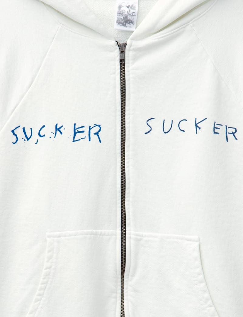 [Basketcase]SUCKER, zip hoodie/WHITE.       要在庫確認 Basketcase - Sucker Zip Hoodie | HBX - Globally Curated
